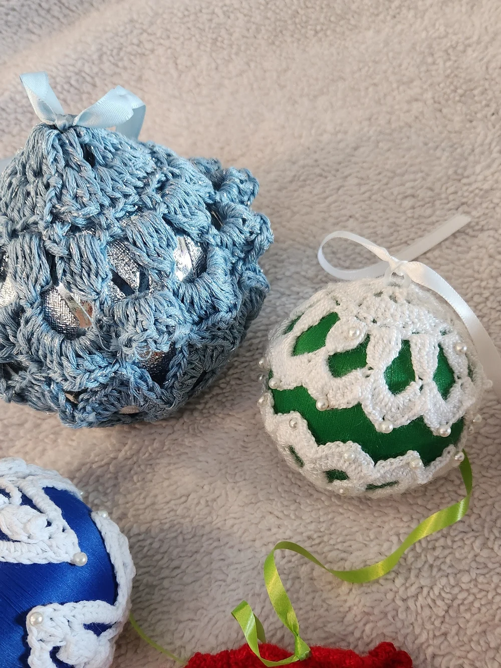 Vintage Handmade Crochet Christmas Ornaments Lot of 8 - Victorian Lace Style
